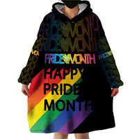 Happy Pride Month Wearable Blanket Hoodie Black Vibe LT6 - Wonder Print Shop