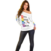 LGBT Live Good Be True Off Shoulder Sweater White Vibe LT6 - Wonder Print Shop