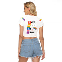 LGBT Live Good Be True Raglan Cropped T Shirt White Vibe LT6 - Wonder Print Shop