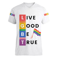 LGBT Live Good Be True Women V Neck T Shirt White Vibe LT6 - Wonder Print Shop