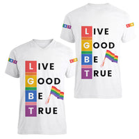 LGBT Live Good Be True Women V Neck T Shirt White Vibe LT6 - Wonder Print Shop