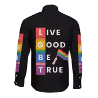 LGBT Live Good Be True Long Sleeve Button Shirt Black Vibe LT6 - Wonder Print Shop