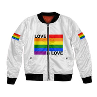 Pride Month Love Is Love Bomber Jacket White Vibe LT6 - Wonder Print Shop