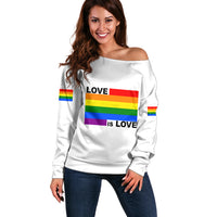 Pride Month Love Is Love Off Shoulder Sweater White Vibe LT6 - Wonder Print Shop
