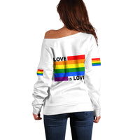 Pride Month Love Is Love Off Shoulder Sweater White Vibe LT6 - Wonder Print Shop