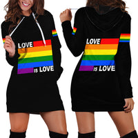 Pride Month Love Is Love Hoodie Dress Black Vibe LT6 - Wonder Print Shop