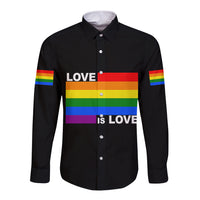 Pride Month Love Is Love Long Sleeve Button Shirt Black Vibe LT6 - Wonder Print Shop