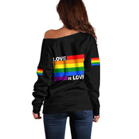 Pride Month Love Is Love Off Shoulder Sweater Black Vibe LT6 - Wonder Print Shop