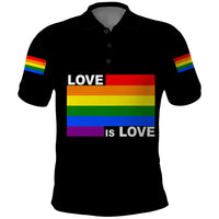 Pride Month Love Is Love Polo Shirt Black Vibe LT6 - Wonder Print Shop