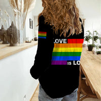 Pride Month Love Is Love Women Casual Shirt Black Vibe LT6 - Wonder Print Shop