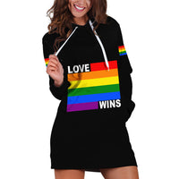 Pride Month Love Wins Hoodie Dress Black Vibe LT6 - Wonder Print Shop
