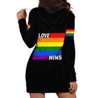 Pride Month Love Wins Hoodie Dress Black Vibe LT6 - Wonder Print Shop