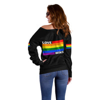 Pride Month Love Wins Off Shoulder Sweater Black Vibe LT6 - Wonder Print Shop