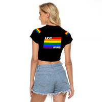 Pride Month Love Wins Raglan Cropped T Shirt Black Vibe LT6 - Wonder Print Shop