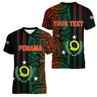 Custom Vanuatu Penama Women V Neck T Shirt Polynesian Tribal LT6 - Wonder Print Shop