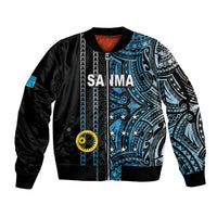 Custom Vanuatu Sanma Sleeve Zip Bomber Jacket Polynesian Tribal LT6 - Wonder Print Shop