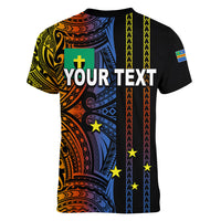 Custom Vanuatu Tafea Women V Neck T Shirt Polynesian Tribal LT6 - Wonder Print Shop