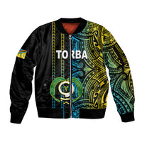 Custom Vanuatu Torba Sleeve Zip Bomber Jacket Polynesian Tribal LT6 - Wonder Print Shop