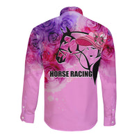 Kentucky Horse Racing Long Sleeve Button Shirt Derby Girl Pink Style LT6 - Wonder Print Shop
