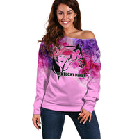 Kentucky Horse Racing Off Shoulder Sweater Derby Girl Pink Style LT6 - Wonder Print Shop