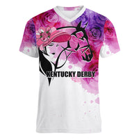 Kentucky Horse Racing Women V Neck T Shirt Derby Girl LT6 - Wonder Print Shop