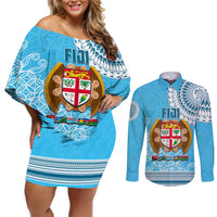 Fiji Couples Matching Off Shoulder Short Dress and Long Sleeve Button Shirts Melanesian Festival 2023 LT6 - Wonder Print Shop