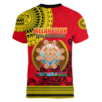 Papua New Guinea Women V Neck T Shirt Melanesian Festival 2023 LT6 - Wonder Print Shop