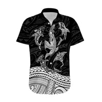 Polynesian Tribal Hawaiian Shirt with Sharks Tattoo White LT6 - Wonder Print Shop