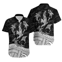 Polynesian Tribal Hawaiian Shirt with Sharks Tattoo White LT6 - Wonder Print Shop