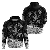 Polynesian Tribal Hoodie with Sharks Tattoo White LT6 - Wonder Print Shop