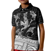 Polynesian Tribal Polo Shirt for Kid with Sharks Tattoo White LT6 - Wonder Print Shop