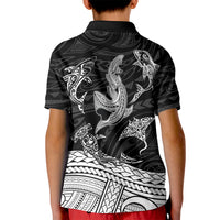 Polynesian Tribal Polo Shirt for Kid with Sharks Tattoo White LT6 - Wonder Print Shop