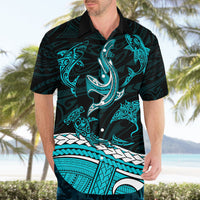 Polynesian Tribal Hawaiian Shirt with Sharks Tattoo Green LT6 - Wonder Print Shop