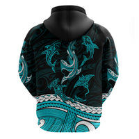 Polynesian Tribal Hoodie with Sharks Tattoo Green LT6 - Wonder Print Shop