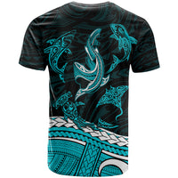 Polynesian Tribal T Shirt with Sharks Tattoo Green LT6 - Wonder Print Shop