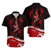 Polynesian Tribal Hawaiian Shirt with Sharks Tattoo Red LT6 - Wonder Print Shop