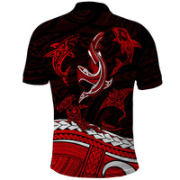 Polynesian Tribal Polo Shirt with Sharks Tattoo Red LT6 - Wonder Print Shop