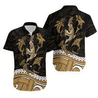 Polynesian Tribal Hawaiian Shirt with Sharks Tattoo Gold LT6 - Wonder Print Shop