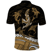 Polynesian Tribal Polo Shirt with Sharks Tattoo Gold LT6 - Wonder Print Shop