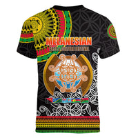 Vanuatu Women V Neck T Shirt Melanesian Festival LT6 - Wonder Print Shop