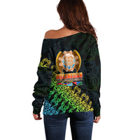 Melanesian Festival 2023 Off Shoulder Sweater Fest'Napuan Black Style LT6 - Wonder Print Shop