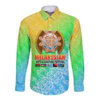Melanesian Festival 2023 Long Sleeve Button Shirt Fest'Napuan Colorful Style LT6 - Wonder Print Shop