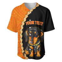 Custom Dachshund Dog Baseball Jersey With Polynesian Tribal Tattoo LT6 - Wonder Print Shop