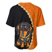 Custom Dachshund Dog Baseball Jersey With Polynesian Tribal Tattoo LT6 - Wonder Print Shop