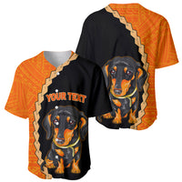Custom Dachshund Dog Baseball Jersey With Polynesian Tribal Tattoo LT6 - Wonder Print Shop
