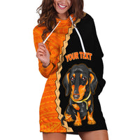 Custom Dachshund Dog Hoodie Dress With Polynesian Tribal Tattoo LT6 - Wonder Print Shop