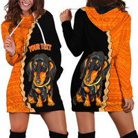 Custom Dachshund Dog Hoodie Dress With Polynesian Tribal Tattoo LT6 - Wonder Print Shop
