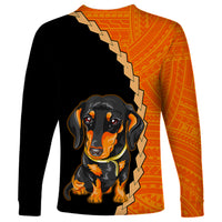 Custom Dachshund Dog Long Sleeve Shirt With Polynesian Tribal Tattoo LT6 - Wonder Print Shop