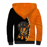 Custom Dachshund Dog Sherpa Hoodie With Polynesian Tribal Tattoo LT6 - Wonder Print Shop