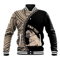 Custom Pug Dog Baseball Jacket With Polynesian Tribal Tattoo LT6 - Wonder Print Shop